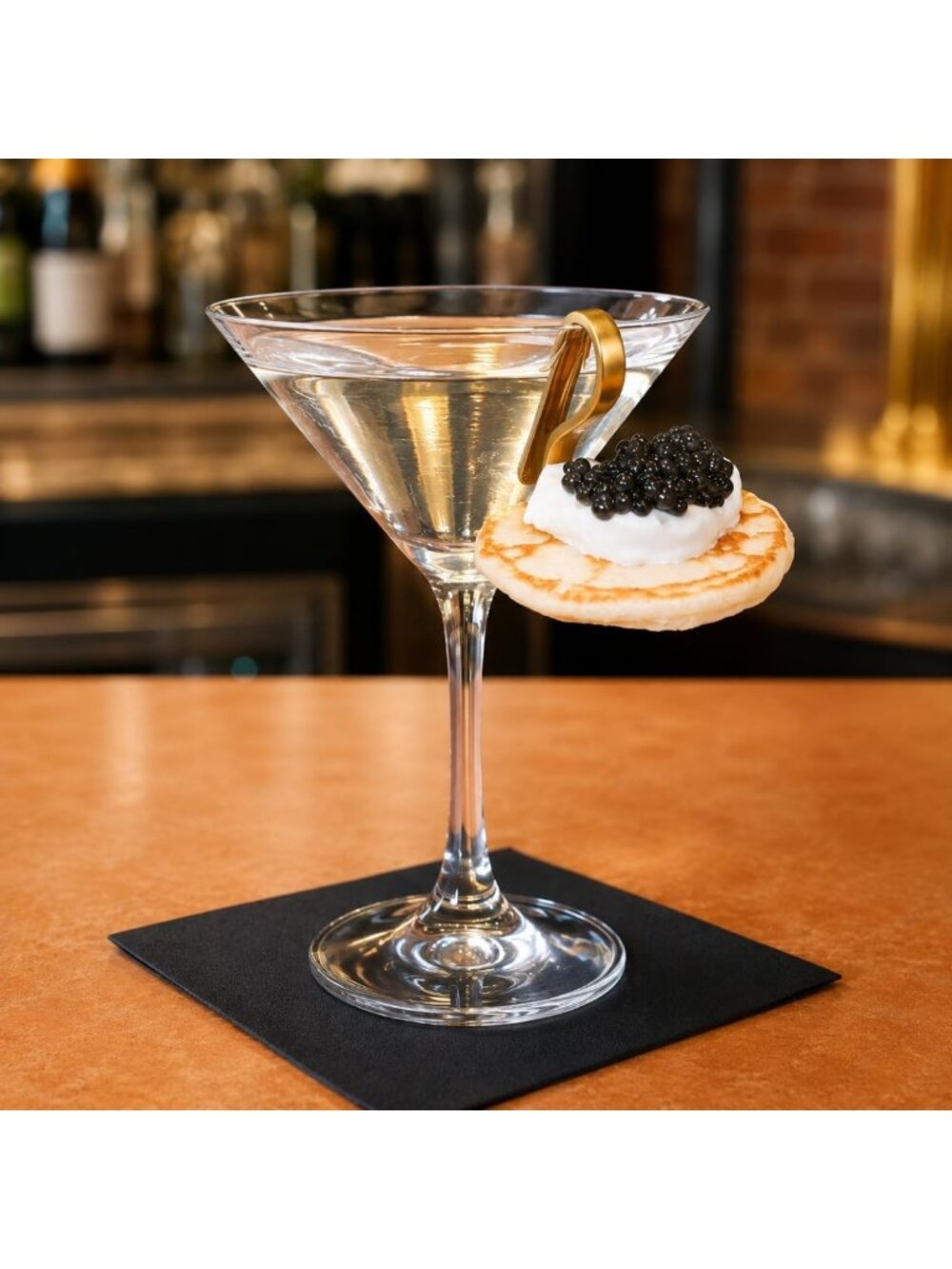 Gold Martini Appetizer Spoons - Rim-Hanging Stainless Steel Cocktail Set of 4